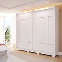 Ver imagem 1 de Guarda-Roupa Casal 2 Portas de Correr com Pés 229cm 100% MDF Talin Espresso Móveis Branco