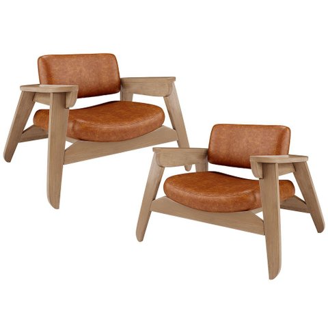 Kit 2 Poltronas Decorativa para Sala Living Concept L02 Nature Couríssimo Camel - Lyam Decor