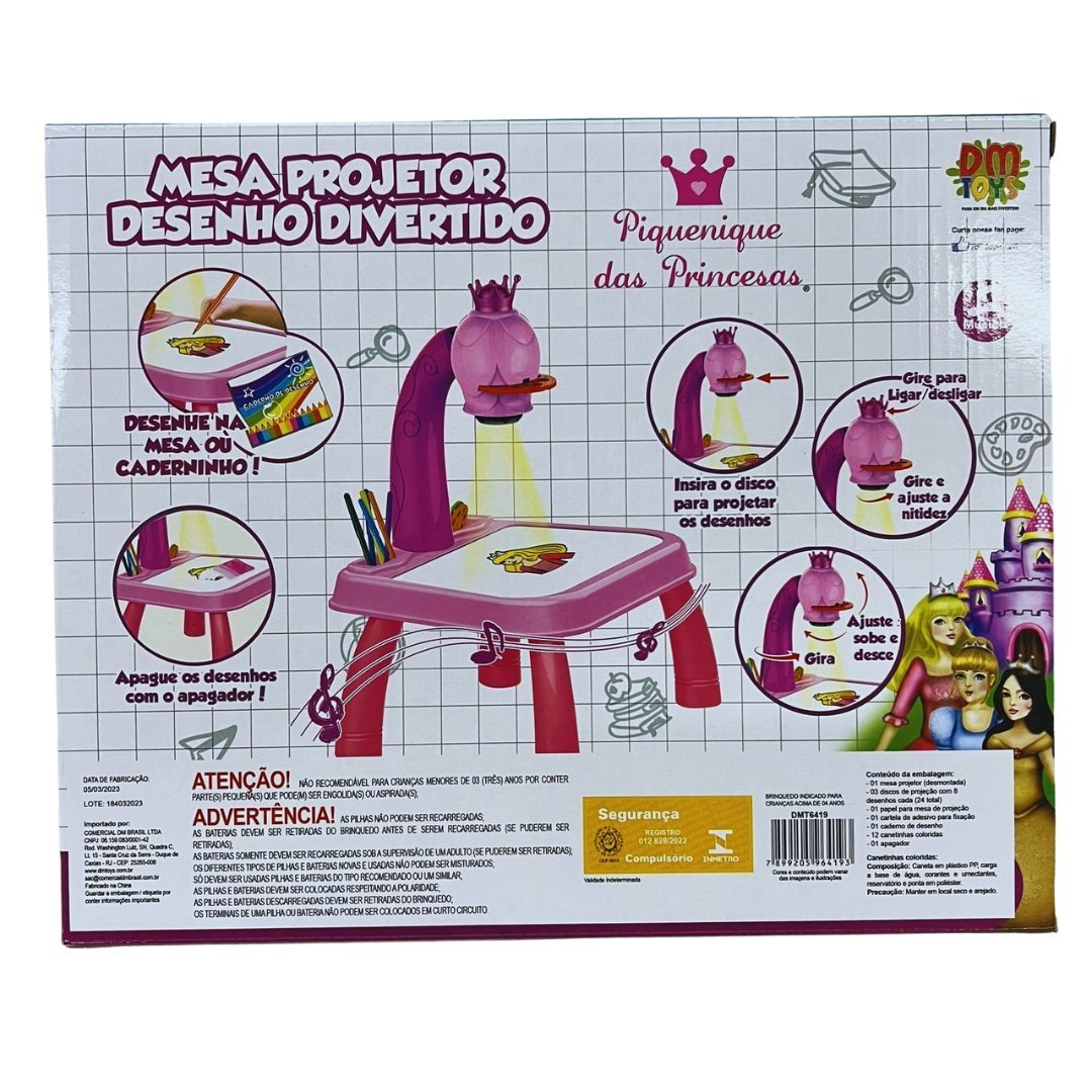 Mesa Projetora Infantil de Desenho Divertido Piquenique Das Princesas DM Toys DMT6419 - 4
