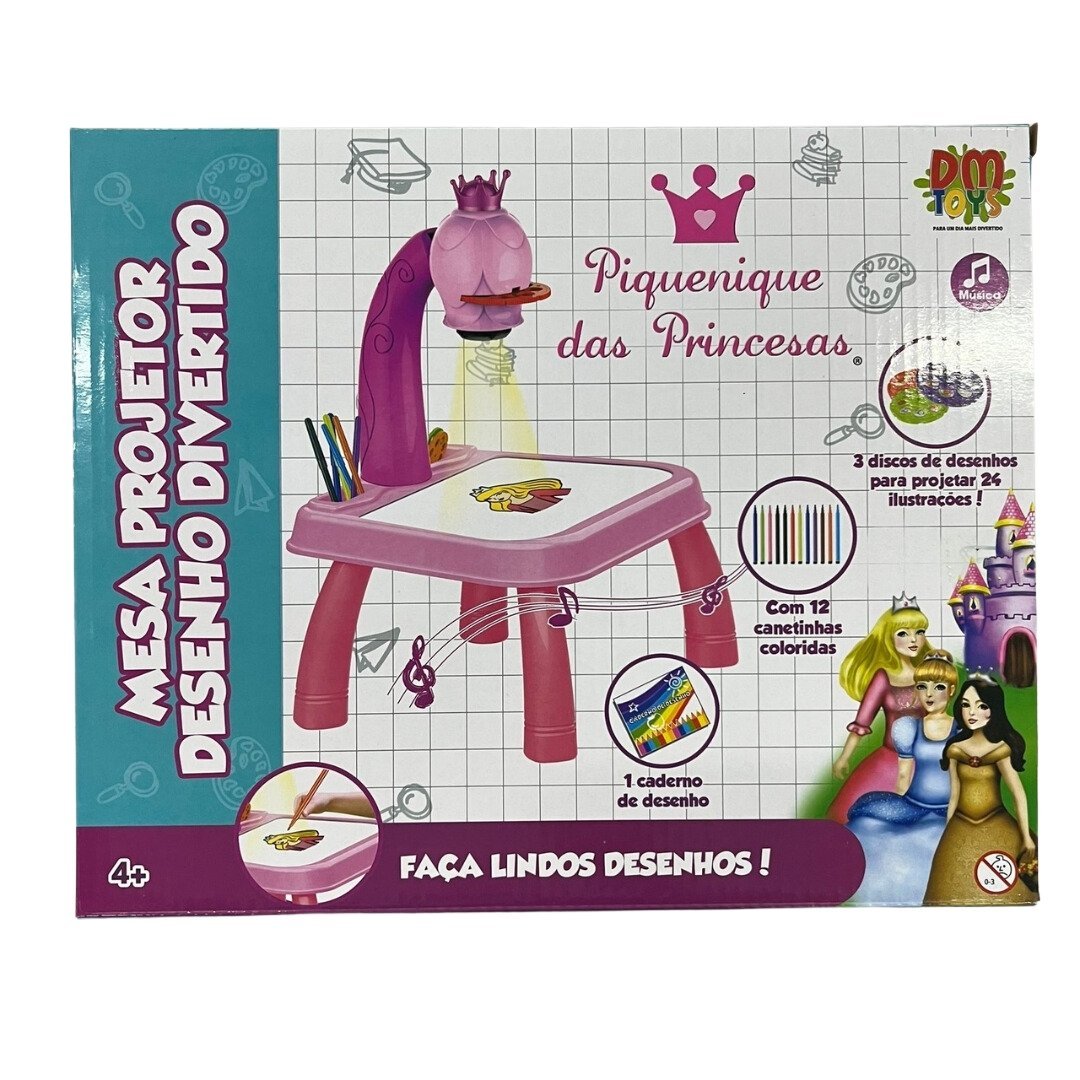 Mesa Projetora Infantil de Desenho Divertido Piquenique Das Princesas DM Toys DMT6419 - 3