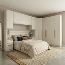 Ver imagem 1 de Guarda Roupa Casal Modulado 6 Peças com Cabeceira 12 Portas 12 Gavetas Seletto Areia Bege/HP