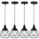 Ver imagem 1 de 4 Pendentes Aramado Esfera Balonê Preto Lustre Luminária Teto Regulável Sala Cozinha Industrial Agp