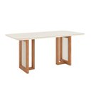 Ver imagem 3 de Mesa P/ Cozinha Yara Sc81 C/ Tampo Madeirado C/ Vidro Curvo 180x90cm Nature/off White - Henn