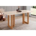 Ver imagem 1 de Mesa P/ Cozinha Yara Sc81 C/ Tampo Madeirado C/ Vidro Curvo 180x90cm Nature/off White - Henn