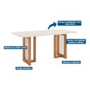 Ver imagem 2 de Mesa P/ Cozinha Yara Sc81 C/ Tampo Madeirado C/ Vidro Curvo 180x90cm Nature/off White - Henn