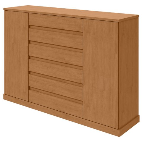 Comoda Sapateira Vedra 7 Gavetas 2 Portas - Lp - Rei de Casa Amendoa Clean