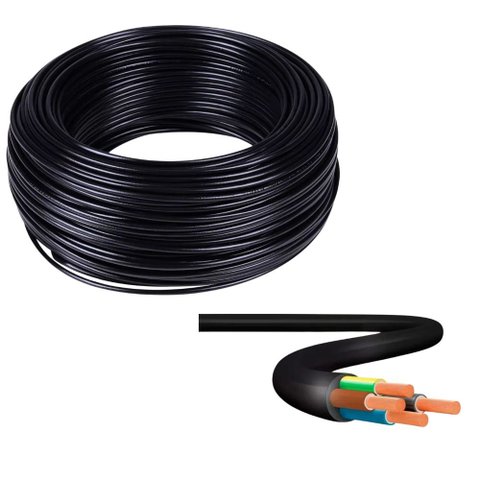 Cabo Flexível 4 Vias PP 4x2,5mm² 500V, Automação Comercial, Iluminação, Eletrodomésticos - 20 Metros