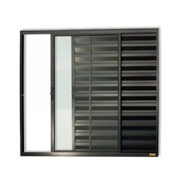 Janela Veneziana de Alumínio 3 Folhas sem Grade 100x120cm Preto Allo Esquadrias - 1