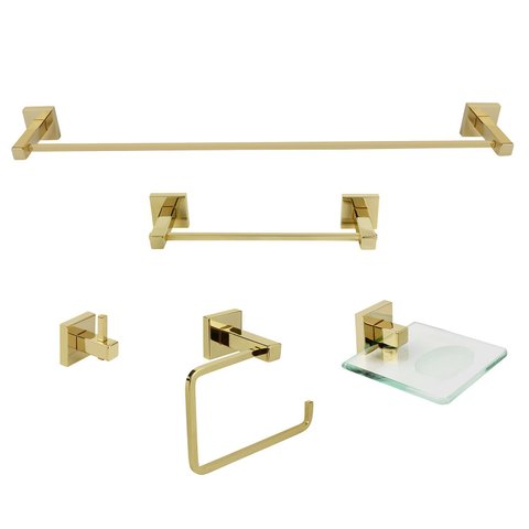 Kit de Acessórios para Banheiro 5 Peças Inox Square SQ12108 Ducon Metais