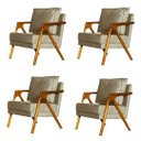 Ver imagem 1 de Kit 4 Poltronas Cadeira Mona Luxo Recepção - Suede Cappuccino