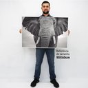 Ver imagem 2 de Quadro Decorativo em Canvas Elefante Preto e Branco TaColado Moldura Flutuante 4,5cm Freijó 90 x 60c