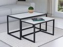 Ver imagem 1 de Conjunto Mesa De Centro Industrial 65cm e 60cm Aço Preto Duo Madeira Branca Don Castro Decor Industr