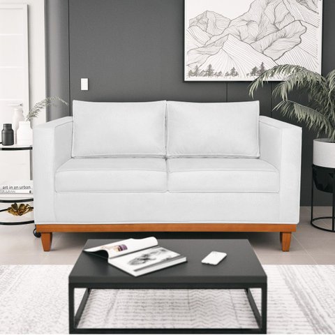 Sofá 2 Lugares 140cm Suede Esper Branco