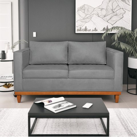 Sofá 2 Lugares 140cm Suede Esper Cinza