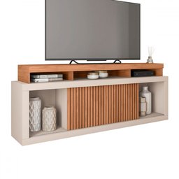 Rack para Tv 75 Polegadas 2 Portas com Ripado Aegon Freijo/off White - Caemmun - 2