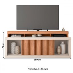 Rack para Tv 75 Polegadas 2 Portas com Ripado Aegon Freijo/off White - Caemmun - 3