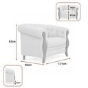Ver imagem 3 de Poltrona Decorativa 121cm Pugle Linho Bege - Sallar Home