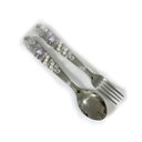 Ver imagem 1 de Conjunto Garfo e Colher Infantil Cabo Bordado Bala Lilás