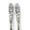 Ver imagem 2 de Conjunto Garfo e Colher Infantil Cabo Bordado Bala Lilás