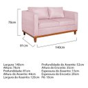 Ver imagem 3 de Sofá 2 Lugares 140cm Suede Esper Rosa Bebê