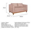 Ver imagem 3 de Sofá 2 Lugares 140cm Suede Esper Rosa Rosê