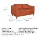 Ver imagem 3 de Sofá 2 Lugares 140cm Suede Esper Laranja Terracota