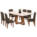 Ver imagem 2 de Mesa Kiara Freijó Off White com Kit 6 Cadeiras Ayla Freijó Linho Canela-DJ Móveis