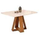 Ver imagem 1 de Mesa Kiara Freijó Off White com Kit 6 Cadeiras Ayla Freijó Linho Canela-DJ Móveis