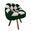 Ver imagem 2 de Poltrona Paloma Escritório Sala Giratória Madeira Suede Verde e Suede Rosa Bebê - Dominic Decor