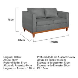 Sofá 2 Lugares 140cm Corano Esper  - 3