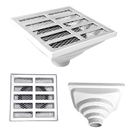 Ver imagem 1 de Ralo Anti Cheiro Aluminio 15x15 Reta Tela e Coletor Saída Baixa Branca Adapt de 40mm até 100mm