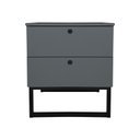 Ver imagem 3 de Kit 2 Mesas de Cabeceira Slim Cinza 2 Gavetas Base Metálica Preta - Vallisa Decor