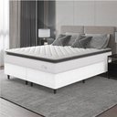 Ver imagem 2 de Cama Box Colchão Casal King Molas Ensacadas City Pillow Top 193x203x61cm Linho Branco Cinza