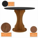 Ver imagem 3 de Mesa Redonda Messina 4 Cadeiras Estofadas Freijó/pto/bouclé Off - M.a Freijó/preto/bouclé Off