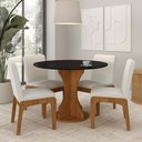 Ver imagem 2 de Mesa Redonda Messina 4 Cadeiras Estofadas Freijó/pto/bouclé Off - M.a Freijó/preto/bouclé Off