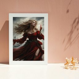 Quadro Pombagira Maria Farrapo 24x18cm:moldura Branca - 1