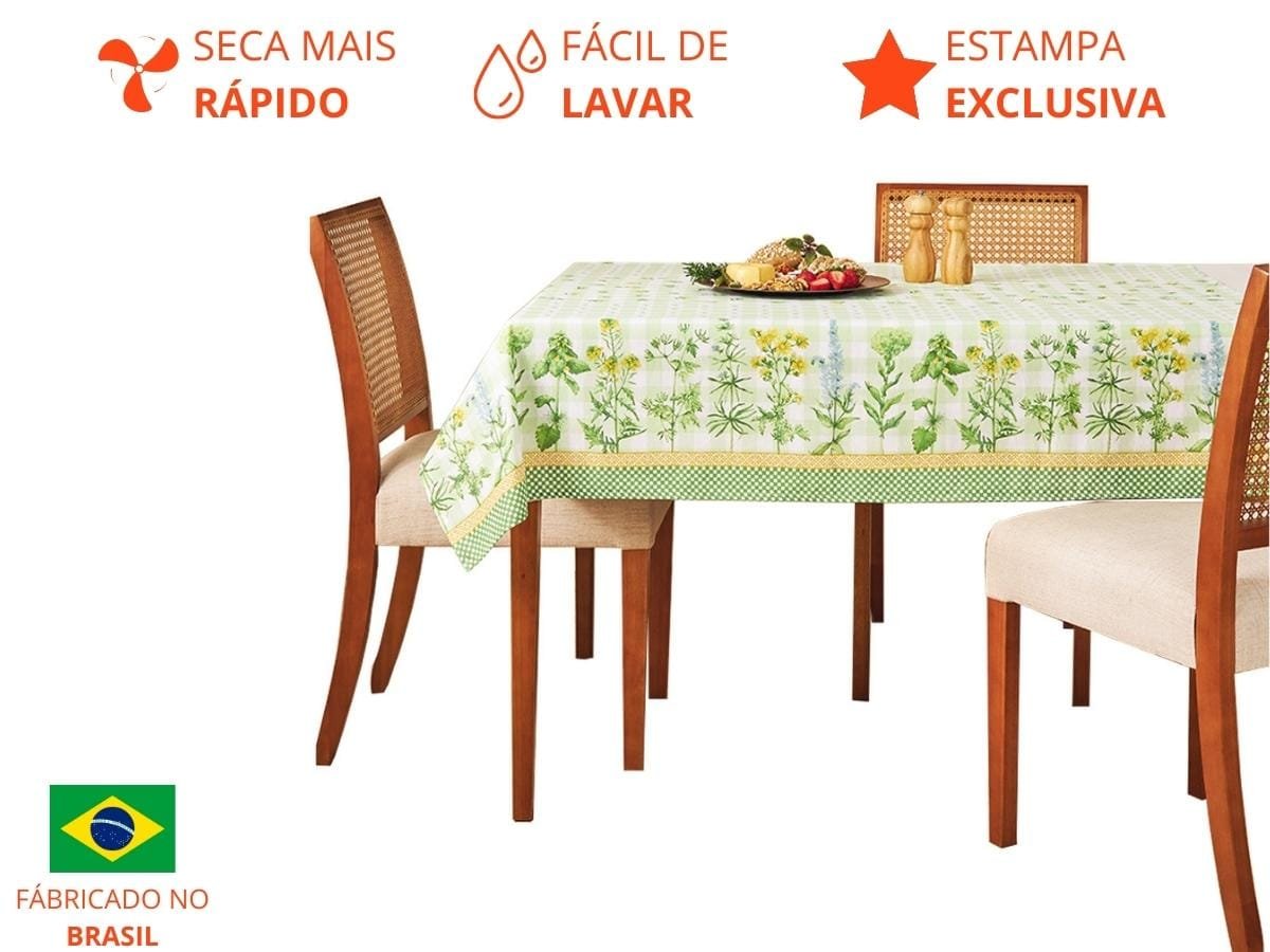 Toalha de Mesa Quadrada Lepper 4 Lugares Pop 1,40m x 1,40m Horta - 5