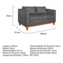 Ver imagem 3 de Sofá 2 Lugares 140cm Linho Esper Cinza Chumbo
