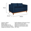 Ver imagem 3 de Sofá 2 Lugares 140cm Suede Esper Azul Marinho