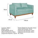 Ver imagem 3 de Sofá 2 Lugares 140cm Suede Esper Azul Tiffany
