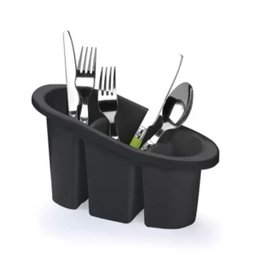 Escorredor Max Seca de Plástico com Divisórias para Talheres - Preto - 1