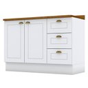 Ver imagem 1 de Balcão de Cozinha 120 Cm Americana Branco com Tampo Nature – Henn