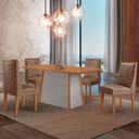 Ver imagem 1 de Mesa de Jantar Diane 120cm Tampo Mdf Laminado com 4 Cadeiras Safira Moderna Mobília