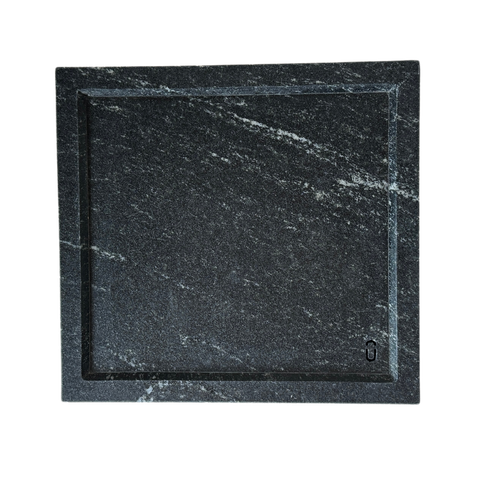 Bandeja Lavabo com Rebaixo Italiano Granito Preto Via Lactea Vintage 32x30cm