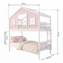 Ver imagem 2 de Beliche Infantil Casinha Dos Sonhos com Varanda Madeira Maciça Rosa e Branco