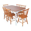 Ver imagem 1 de Jogo de Jantar Colonial Brisa Mesa 137x80 Cm + 06 Cadeiras Mel ( Tampo Mel ) Base Branca