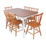 Jogo de Jantar Colonial Brisa Mesa 137x80 Cm + 06 Cadeiras Mel ( Tampo Mel ) Base Branca - 1