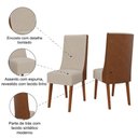 Ver imagem 3 de Conjunto com 2 Cadeiras Estofadas Sala de Jantar Tifany Madeirado/bege Claro Viero