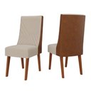 Ver imagem 1 de Conjunto com 2 Cadeiras Estofadas Sala de Jantar Tifany Madeirado/bege Claro Viero