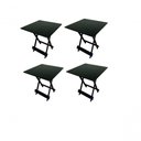 Ver imagem 1 de Kit 4 Mesas 70x70 Quadrada Tampo MDF Estrutura Aço Preto Móveis 4I